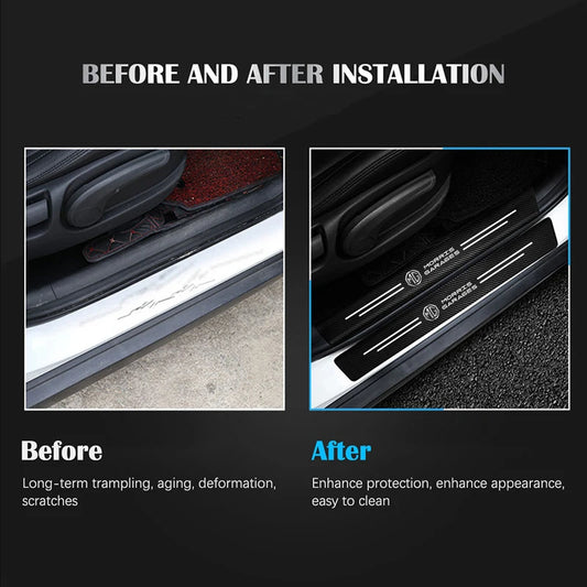 1/4/5Pcs Car Door Sill Scuff Plate Decor Carbon Fiber Stickers For Morris Garages MG 7 6 5 ZS MG4 EV ONE Cyberster HS MG3 EZS GT