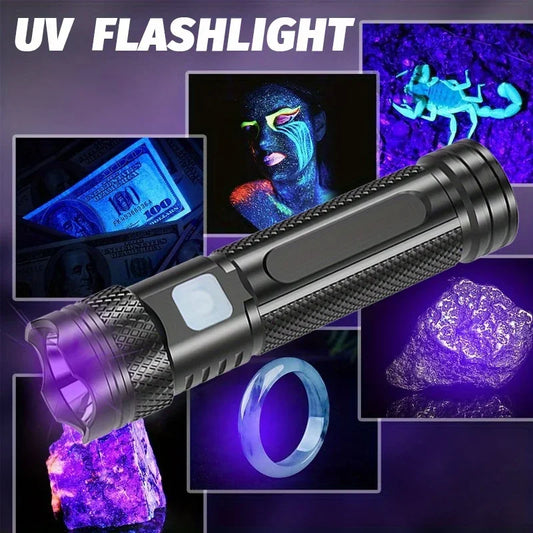 USB Rechargeable Mini UV Flashlight Multifunctional Black Light Lamp UV Torch for Pet Urine Stains Scorpions Resin Curing