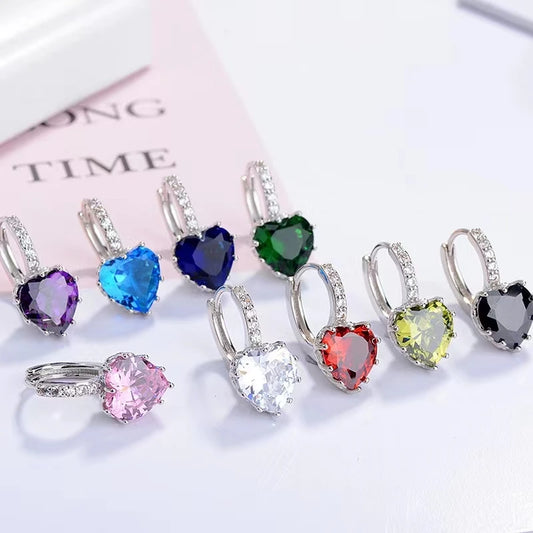 SUGO Classic Fashion Cost-effective Heart-shape High Quality Zirconia Hoop Earrings for Trend Women Lovely Birthday Jewelry Gift