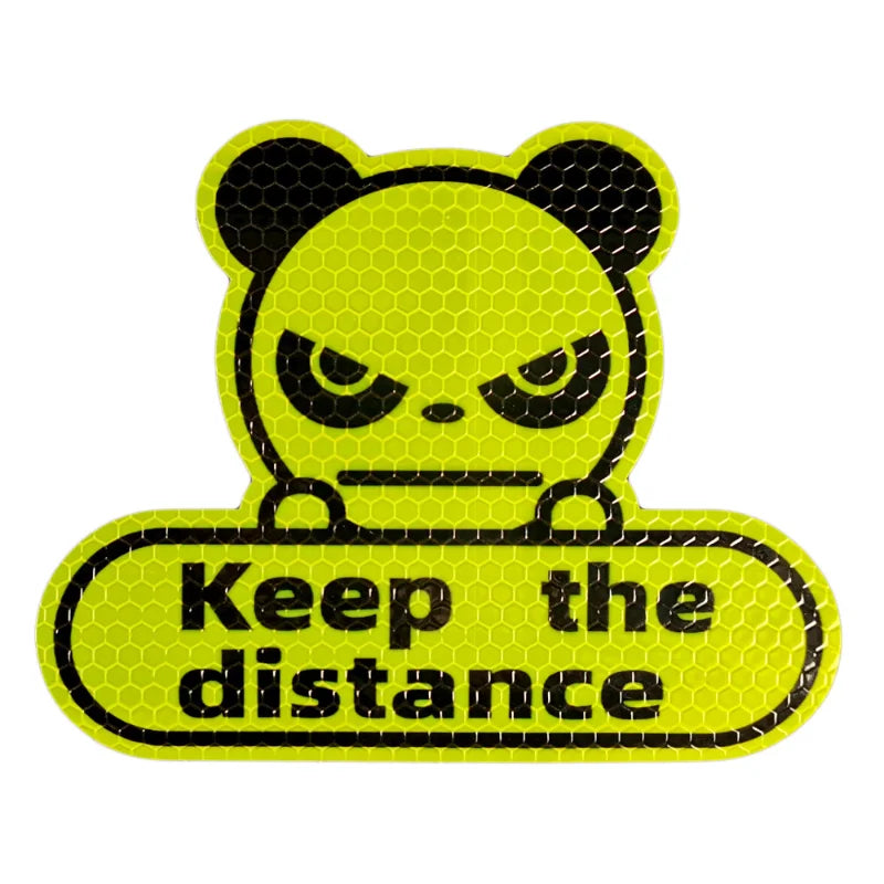 1pcs Keep Distance Reflective Stickers Panda Stickers Fluorescent Yellow Green Hexagon Honeycomb Cartoon Car Decoration Stickers