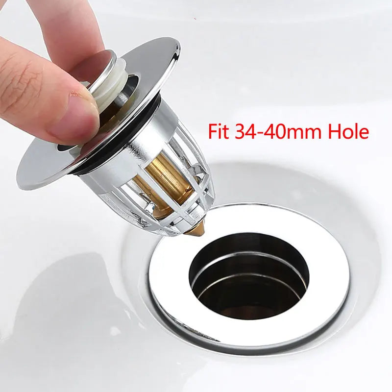 Universal Stopper Sink Strainer Push Down Pop Up Anti Clogging Drain Hair Catcher For Kitchen And Bathroom Drain Cover