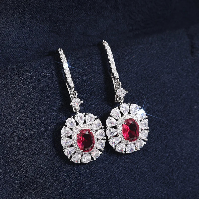 2026 New European and American Earrings Women's Elliptical Flower Inlaid with Zircon Decoration Sunflower Light Luxury Jewelry