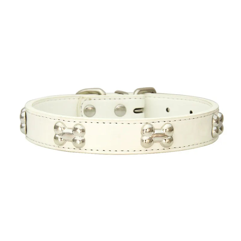 Pet Dog Collar Bone Leather Durable Pet Supplies Accessories Neck Strap Collar for Dog Puppy Pug Collars for Small Large Dogs