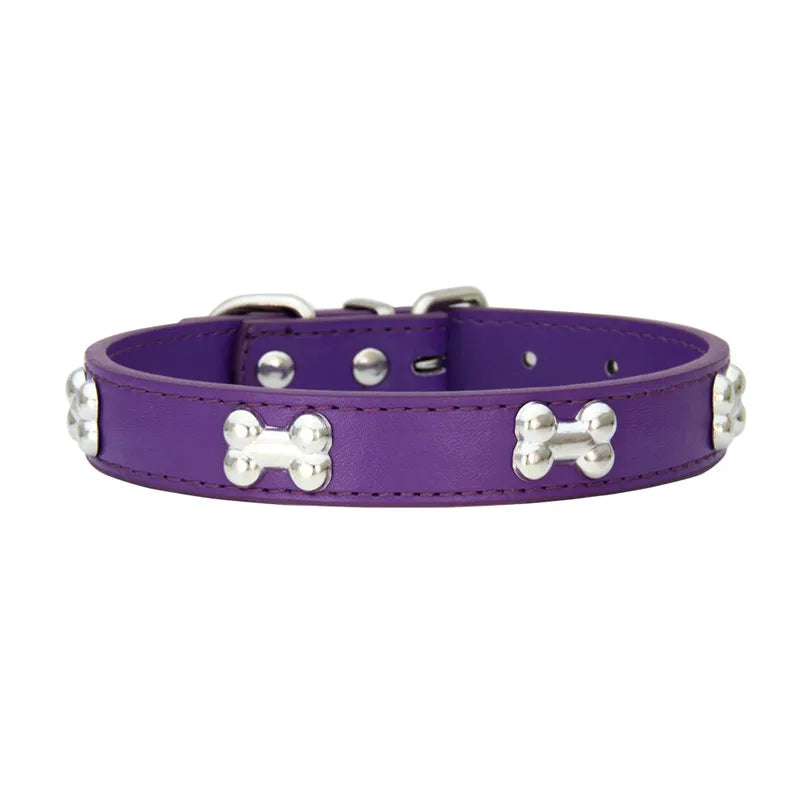 Pet Dog Collar Bone Leather Durable Pet Supplies Accessories Neck Strap Collar for Dog Puppy Pug Collars for Small Large Dogs