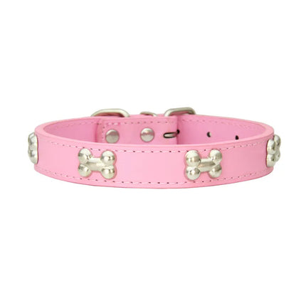 Pet Dog Collar Bone Leather Durable Pet Supplies Accessories Neck Strap Collar for Dog Puppy Pug Collars for Small Large Dogs