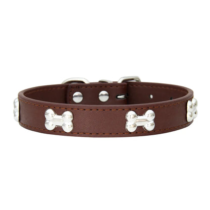 Pet Dog Collar Bone Leather Durable Pet Supplies Accessories Neck Strap Collar for Dog Puppy Pug Collars for Small Large Dogs
