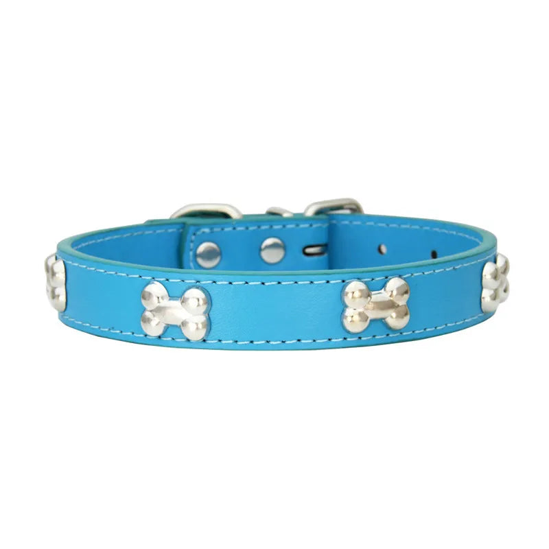 Pet Dog Collar Bone Leather Durable Pet Supplies Accessories Neck Strap Collar for Dog Puppy Pug Collars for Small Large Dogs