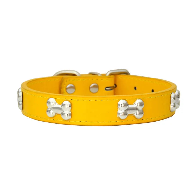 Pet Dog Collar Bone Leather Durable Pet Supplies Accessories Neck Strap Collar for Dog Puppy Pug Collars for Small Large Dogs