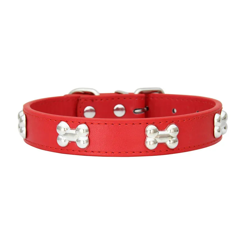 Pet Dog Collar Bone Leather Durable Pet Supplies Accessories Neck Strap Collar for Dog Puppy Pug Collars for Small Large Dogs