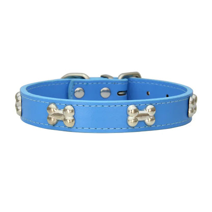 Pet Dog Collar Bone Leather Durable Pet Supplies Accessories Neck Strap Collar for Dog Puppy Pug Collars for Small Large Dogs