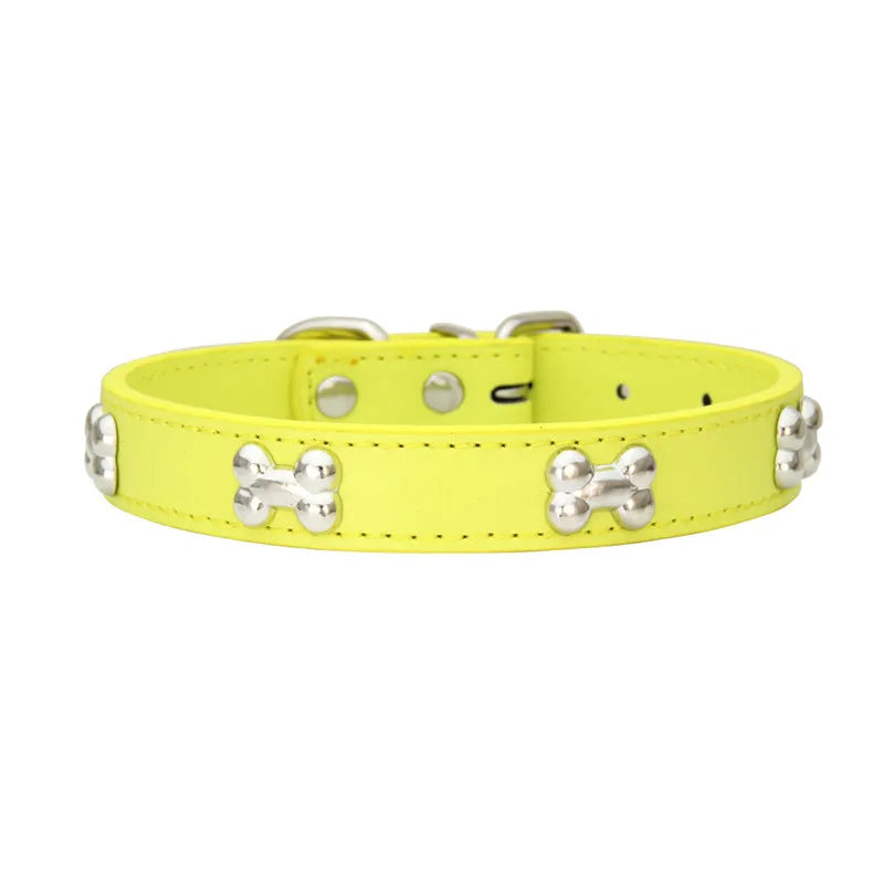 Pet Dog Collar Bone Leather Durable Pet Supplies Accessories Neck Strap Collar for Dog Puppy Pug Collars for Small Large Dogs