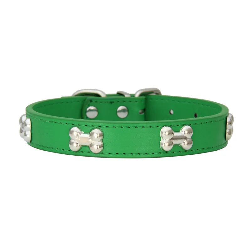 Pet Dog Collar Bone Leather Durable Pet Supplies Accessories Neck Strap Collar for Dog Puppy Pug Collars for Small Large Dogs
