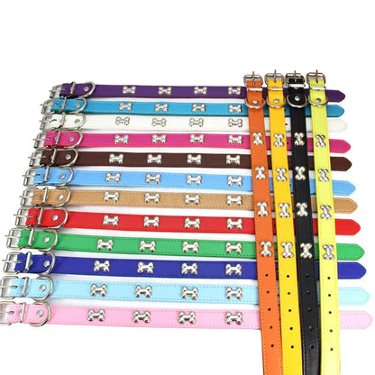 Pet Dog Collar Bone Leather Durable Pet Supplies Accessories Neck Strap Collar for Dog Puppy Pug Collars for Small Large Dogs