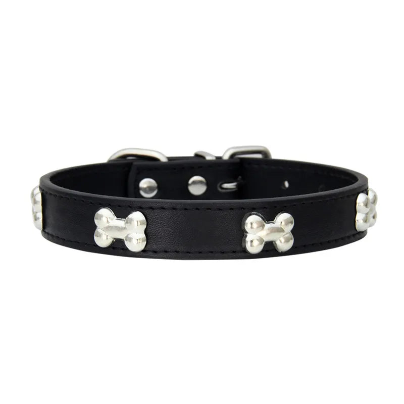 Pet Dog Collar Bone Leather Durable Pet Supplies Accessories Neck Strap Collar for Dog Puppy Pug Collars for Small Large Dogs