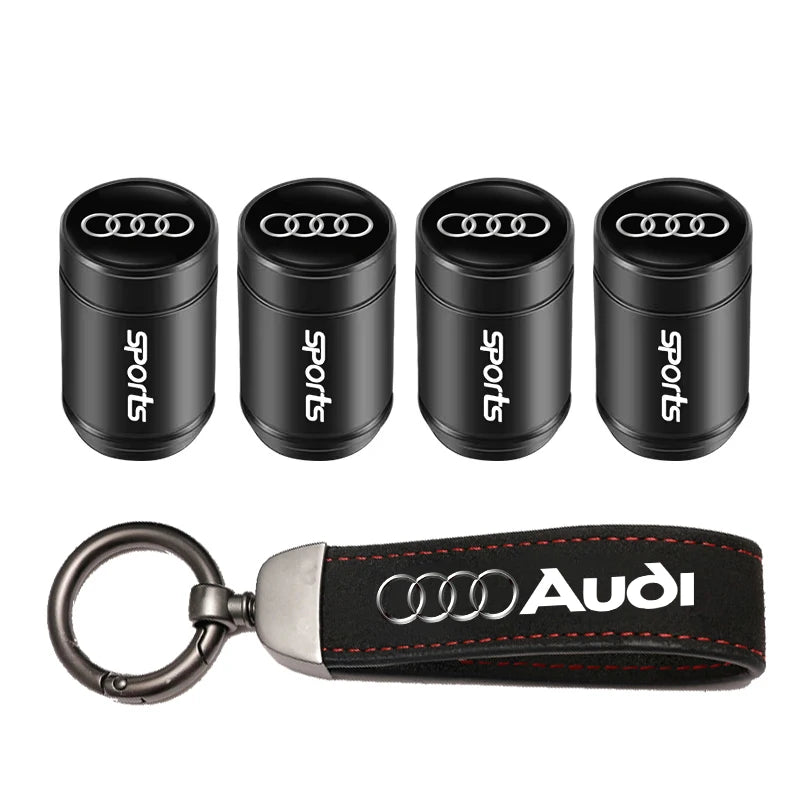 Audi Car Tire Wheel Valve Caps Cover/Car Key Chain Ring Keychain For Audi Sline A1 A2 A3 A4 A5 A6 A7 A8 Q1 Q2 Q3 Q4 Q5 Q6 Q7 Q8