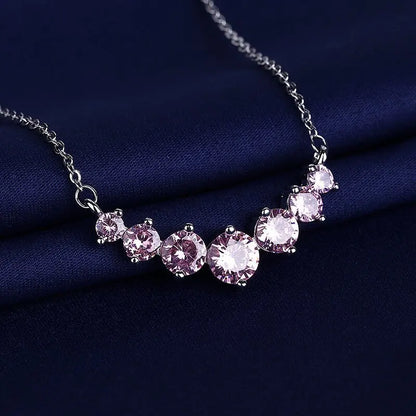 NEW 925 Sterling Silver Necklace For Women Round Pendent Sparkling Pave CZ Necklace Fashion Anniversary Birthday Jewelry Gifts