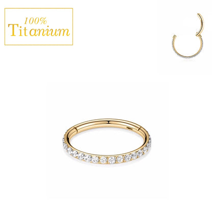 G23 Titanium Daith Helix Piercing Earrings Nasal Septum Clicker Hoop Zircon Nose Rings Cartilage Tragus Percing Body Jewelry 16G