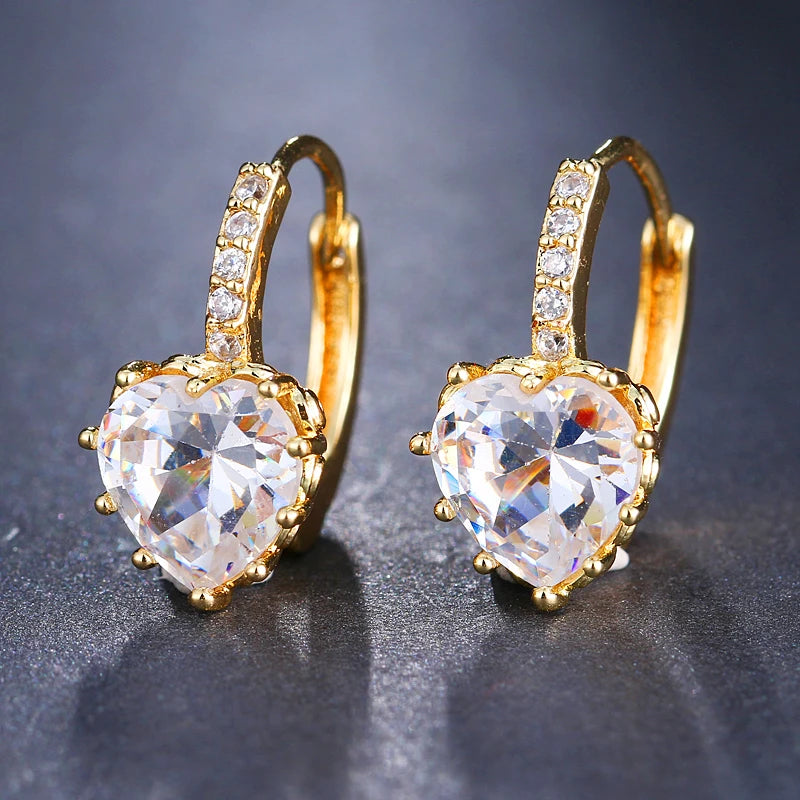 SUGO Classic Fashion Cost-effective Heart-shape High Quality Zirconia Hoop Earrings for Trend Women Lovely Birthday Jewelry Gift