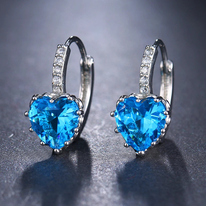 SUGO Classic Fashion Cost-effective Heart-shape High Quality Zirconia Hoop Earrings for Trend Women Lovely Birthday Jewelry Gift