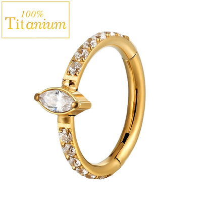 G23 Titanium Daith Helix Piercing Earrings Nasal Septum Clicker Hoop Zircon Nose Rings Cartilage Tragus Percing Body Jewelry 16G
