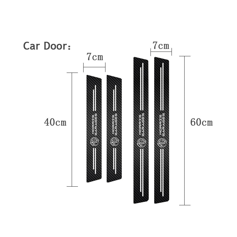 1/4/5Pcs Car Door Sill Scuff Plate Decor Carbon Fiber Stickers For Morris Garages MG 7 6 5 ZS MG4 EV ONE Cyberster HS MG3 EZS GT