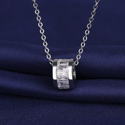 NEW 925 Sterling Silver Necklace For Women Round Pendent Sparkling Pave CZ Necklace Fashion Anniversary Birthday Jewelry Gifts