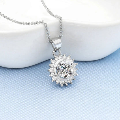 NEW 925 Sterling Silver Necklace For Women Round Pendent Sparkling Pave CZ Necklace Fashion Anniversary Birthday Jewelry Gifts