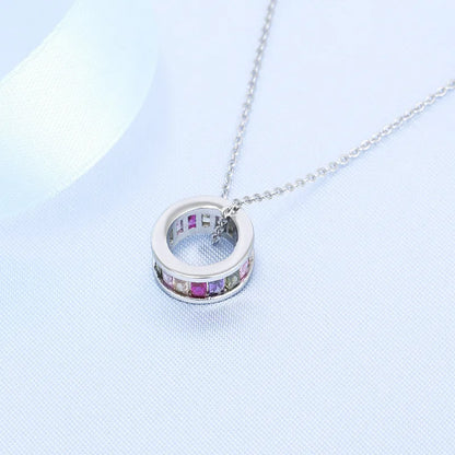 NEW 925 Sterling Silver Necklace For Women Round Pendent Sparkling Pave CZ Necklace Fashion Anniversary Birthday Jewelry Gifts