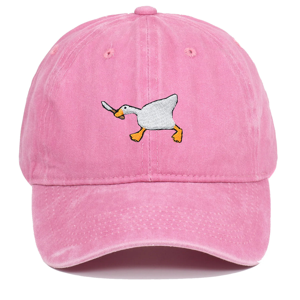 Embroidered baseball cap with goose pattern for men and women, casual and fashionable city style duckbill cap
