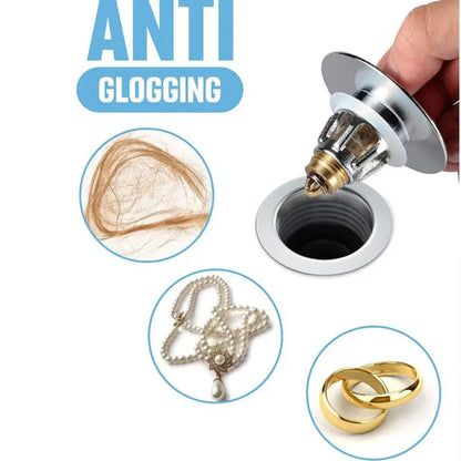 Universal Stopper Sink Strainer Push Down Pop Up Anti Clogging Drain Hair Catcher For Kitchen And Bathroom Drain Cover