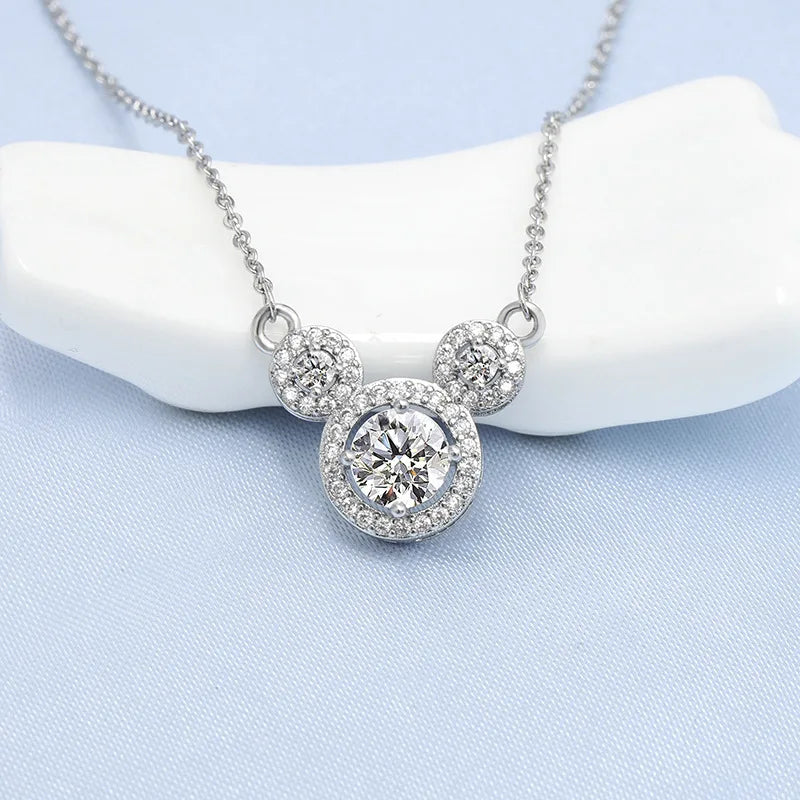 NEW 925 Sterling Silver Necklace For Women Round Pendent Sparkling Pave CZ Necklace Fashion Anniversary Birthday Jewelry Gifts