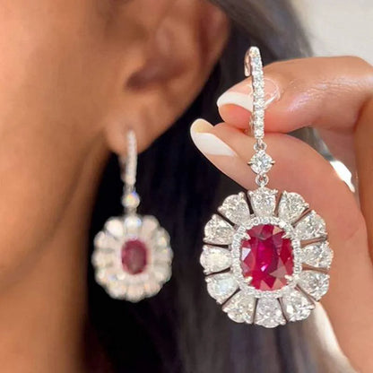 2026 New European and American Earrings Women's Elliptical Flower Inlaid with Zircon Decoration Sunflower Light Luxury Jewelry
