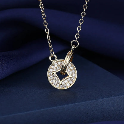 NEW 925 Sterling Silver Necklace For Women Round Pendent Sparkling Pave CZ Necklace Fashion Anniversary Birthday Jewelry Gifts