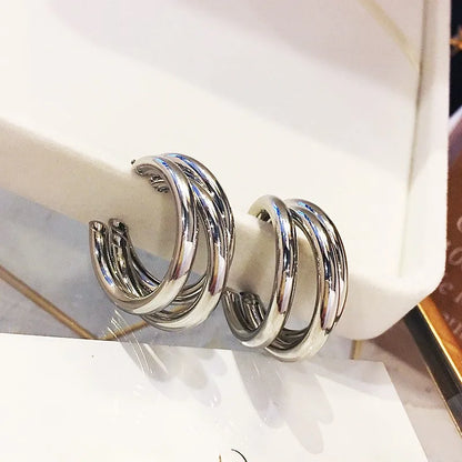925 Silver Needle Korean Big Elegant Earrings For Woman Metal Jewelry 2026 Trending Vintage Geometric Women's Earrings Z40