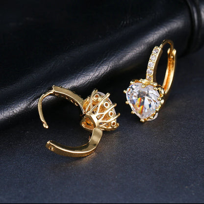 SUGO Classic Fashion Cost-effective Heart-shape High Quality Zirconia Hoop Earrings for Trend Women Lovely Birthday Jewelry Gift