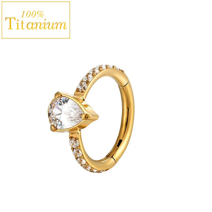 G23 Titanium Daith Helix Piercing Earrings Nasal Septum Clicker Hoop Zircon Nose Rings Cartilage Tragus Percing Body Jewelry 16G