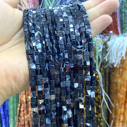 4x4mm Square Natural Stone Green Phoenix Jasper Loose Spacer Beads for Jewelry Making Diy Earrings Bracelet Charms Accessories