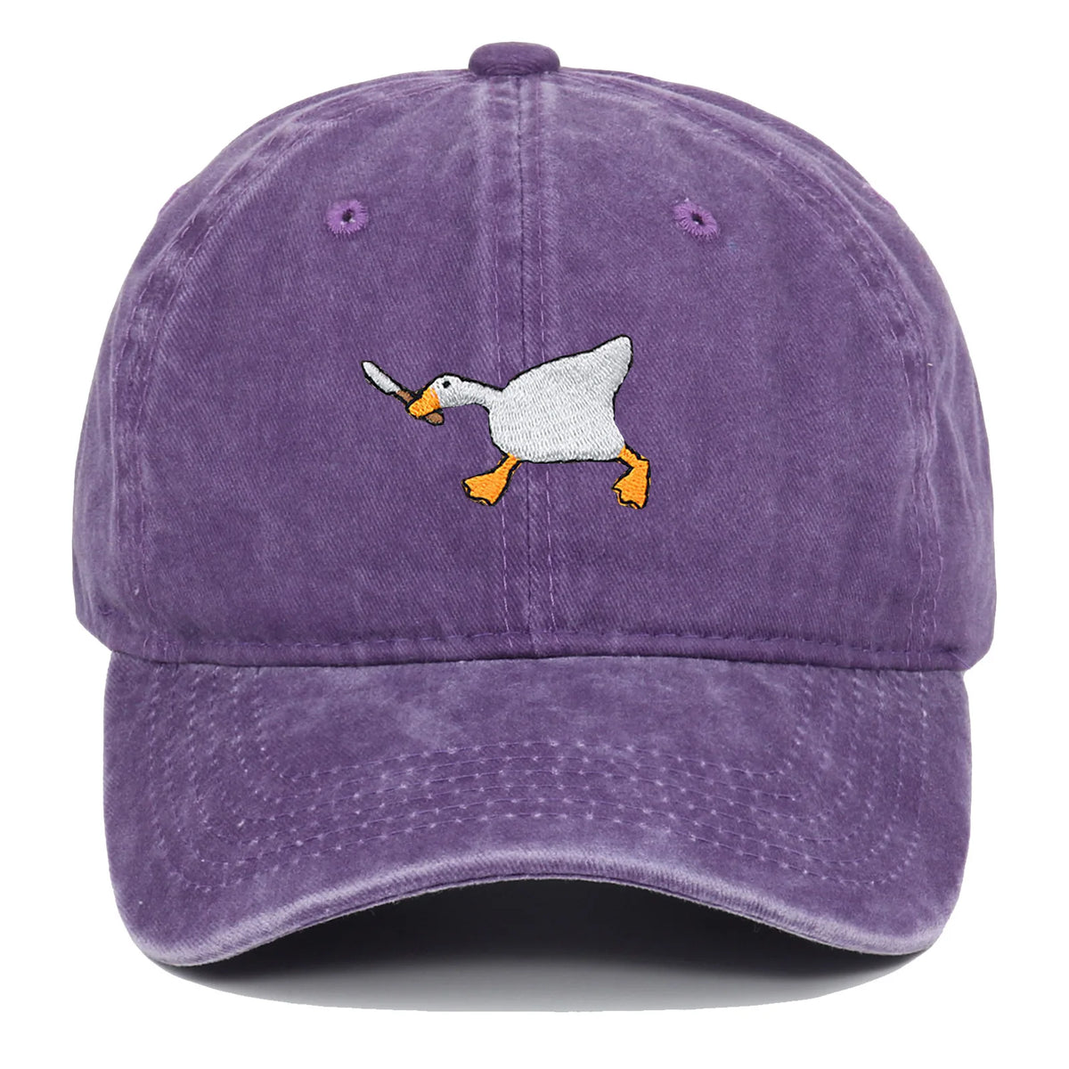 Embroidered baseball cap with goose pattern for men and women, casual and fashionable city style duckbill cap