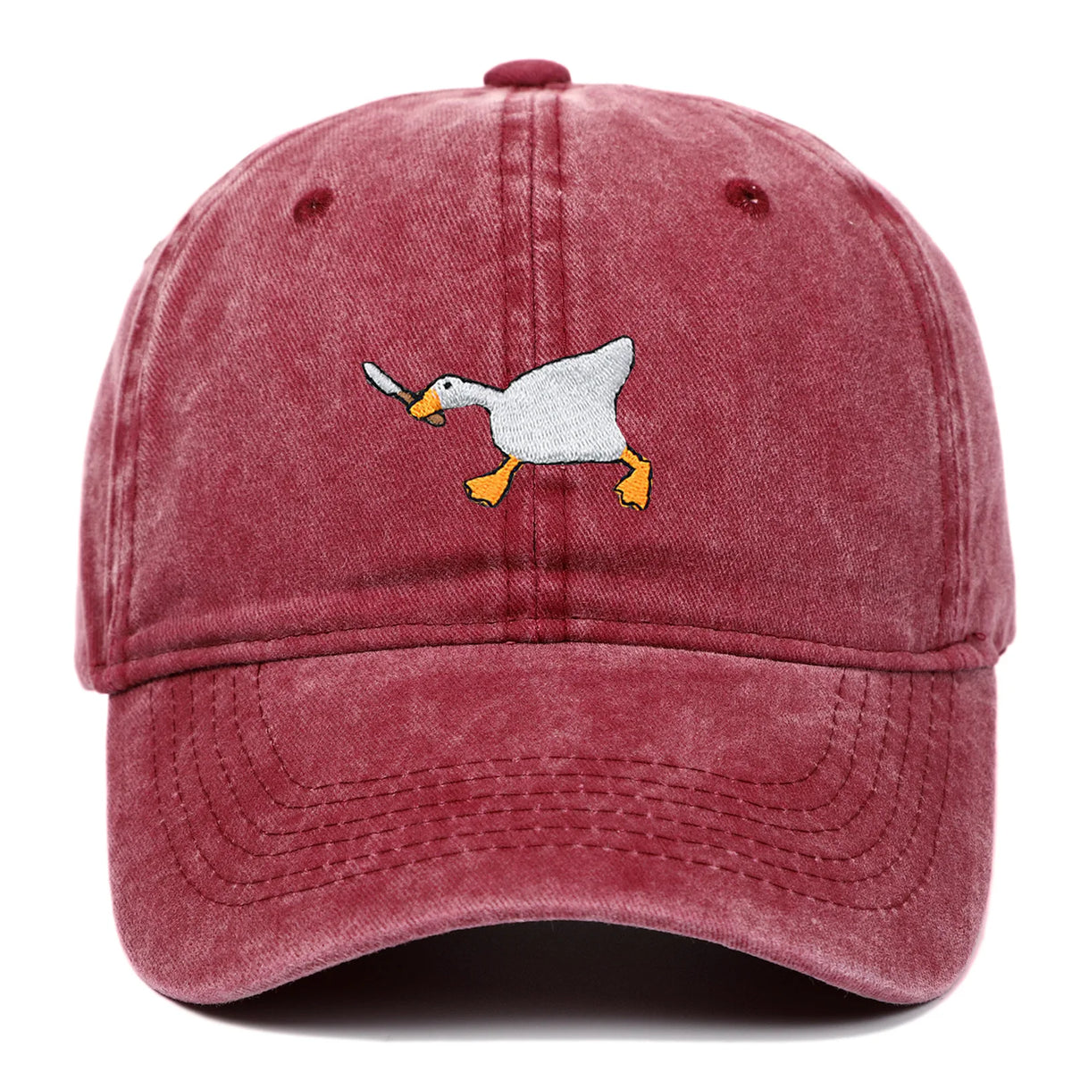 Embroidered baseball cap with goose pattern for men and women, casual and fashionable city style duckbill cap