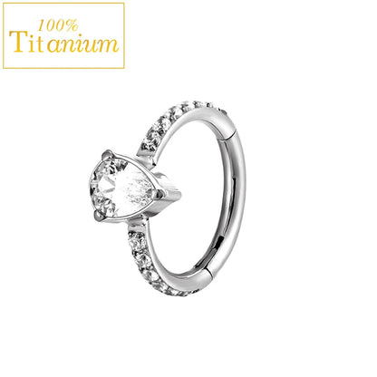 G23 Titanium Daith Helix Piercing Earrings Nasal Septum Clicker Hoop Zircon Nose Rings Cartilage Tragus Percing Body Jewelry 16G