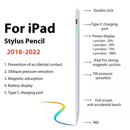 Palm Rejection iPad Stylus Pen with LED Battery Indicator Compatible with 2018-2023 Apple iPad Alternative to Apple Pencil
