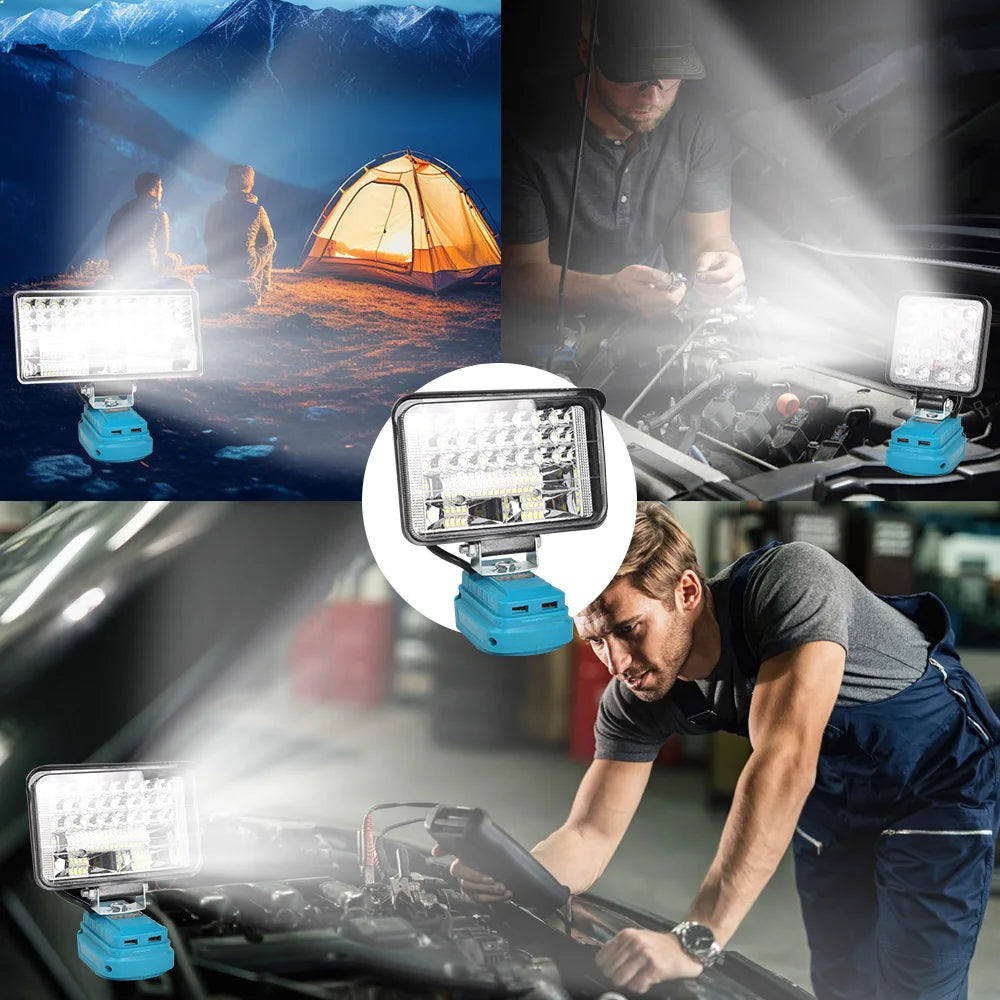 LED Work Light for Makita  portable Flood Light with USB Port, Lighting Spotlight Suitable for Makita 18V Battery BL1840 BL1850