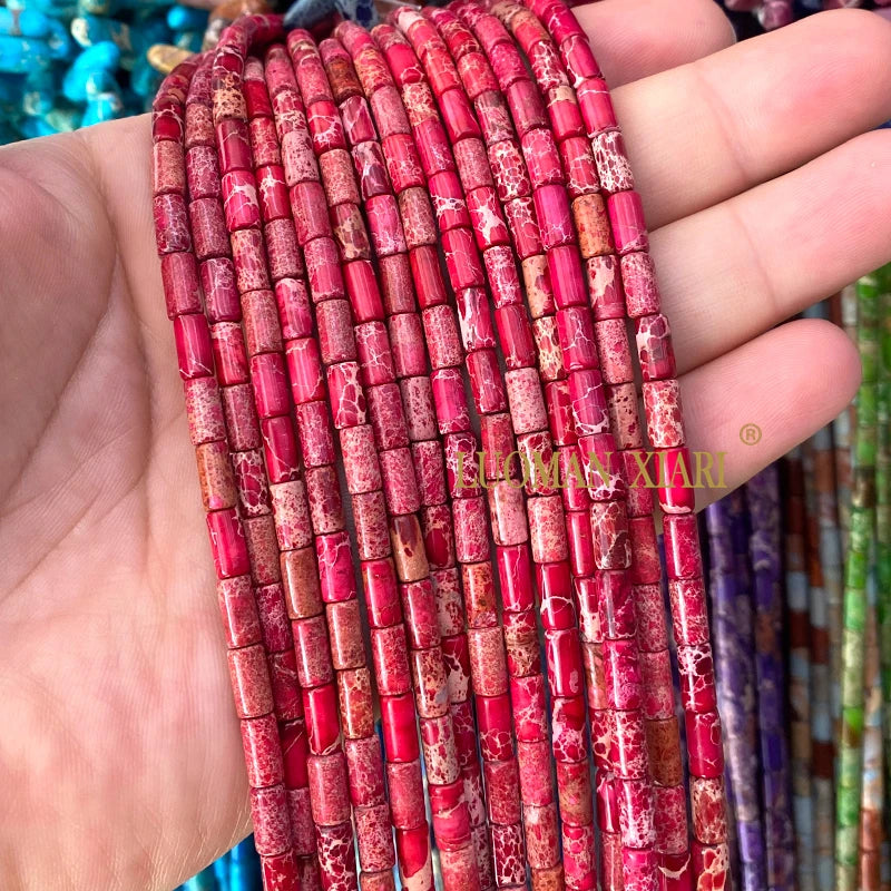 4x9mm Square Cylinder Natural Stone Sea Sediment Jasper Turquoise Spacer Beads for Jewelry Making Diy Bracelets Accessories