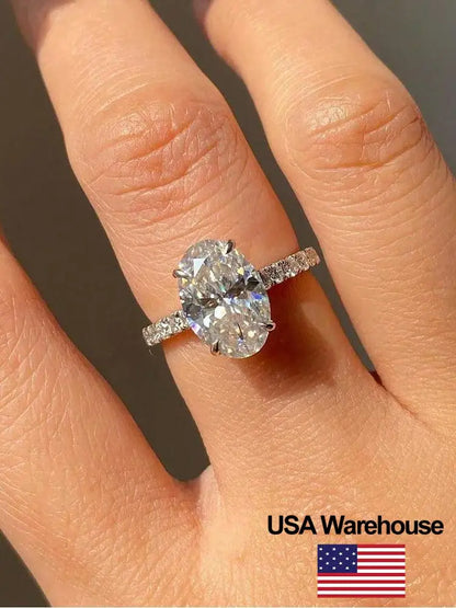 925 Sterling Silve Gorgeous Shiny Zirconia 1-5CT Oval Stone Ring For Women Engagement Wedding Luxury High Quality Fine Jewelry