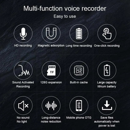 Voice Activated Recorder Built-in Magent Dictaphone Digital Recording Device Audio Micro Sound Recorder MP3 Player for classroom