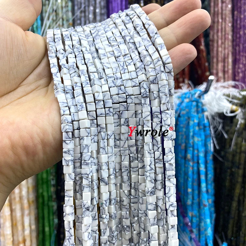 4x4mm Square Natural Stone Green Phoenix Jasper Loose Spacer Beads for Jewelry Making Diy Earrings Bracelet Charms Accessories