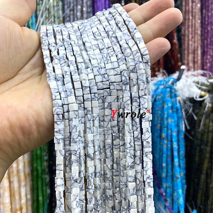 4x4mm Square Natural Stone Green Phoenix Jasper Loose Spacer Beads for Jewelry Making Diy Earrings Bracelet Charms Accessories