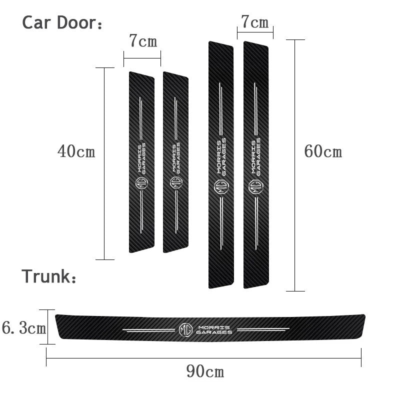 1/4/5Pcs Car Door Sill Scuff Plate Decor Carbon Fiber Stickers For Morris Garages MG 7 6 5 ZS MG4 EV ONE Cyberster HS MG3 EZS GT