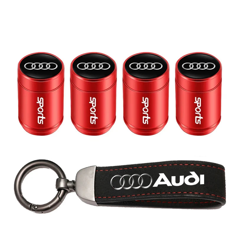 Audi Car Tire Wheel Valve Caps Cover/Car Key Chain Ring Keychain For Audi Sline A1 A2 A3 A4 A5 A6 A7 A8 Q1 Q2 Q3 Q4 Q5 Q6 Q7 Q8