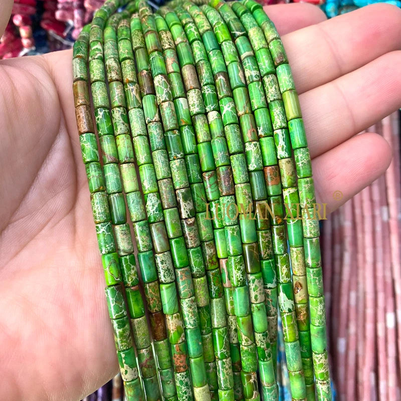 4x9mm Square Cylinder Natural Stone Sea Sediment Jasper Turquoise Spacer Beads for Jewelry Making Diy Bracelets Accessories
